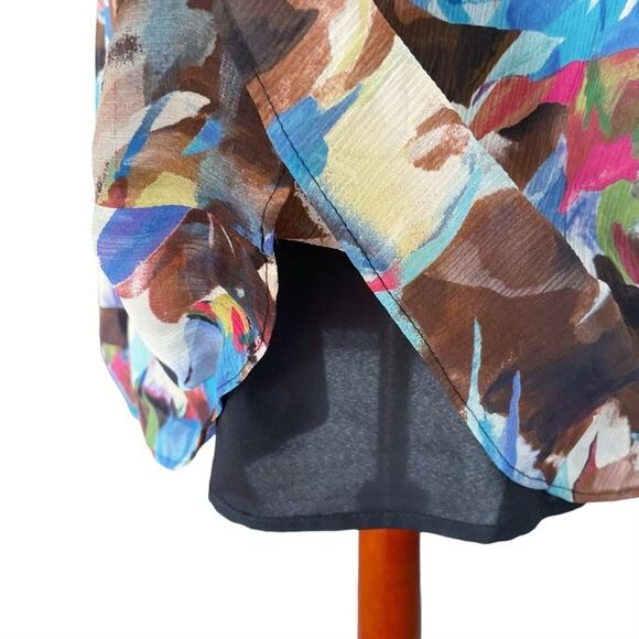 BROADWAY & BROOME 100% Silk Plisse Watercolor Abstract Print Tank Dress Size 6 - Picture 5 of 9